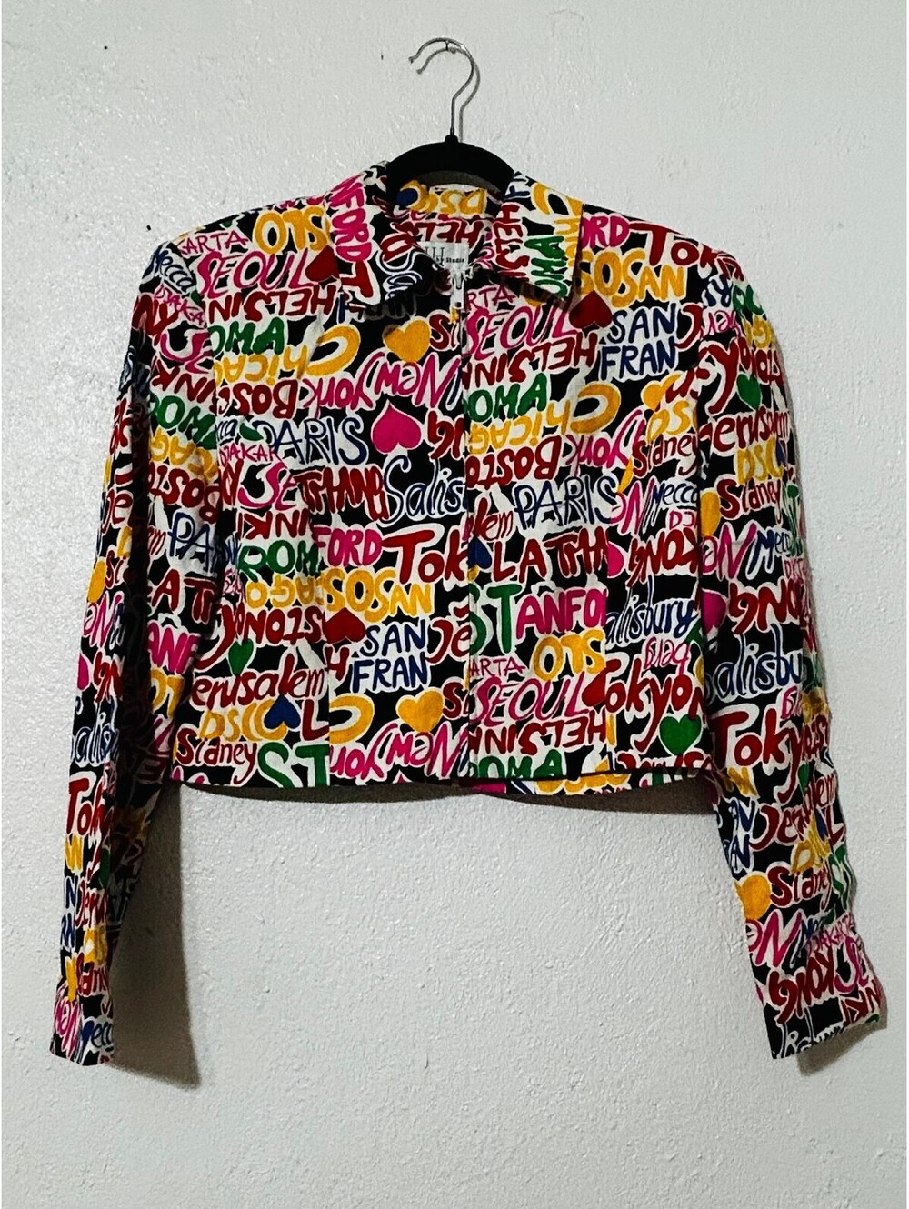 Vintage 90s Judy Hornby Studio Jacket Graffiti City Print Size 10